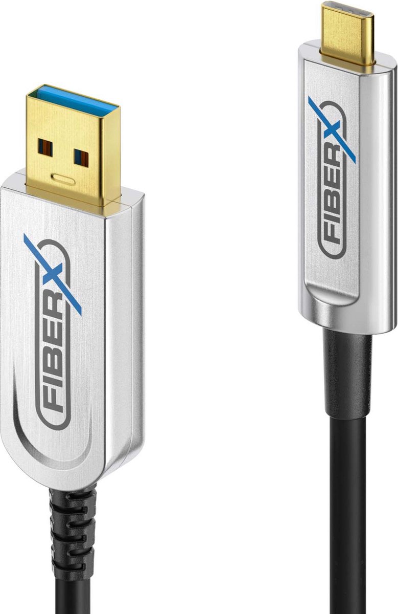 FiberX FX-I630-010 USB-kabel USB 3.2 Gen 1 (3.1 Gen 1) 10 m USB C USB A Zwart, Zilver