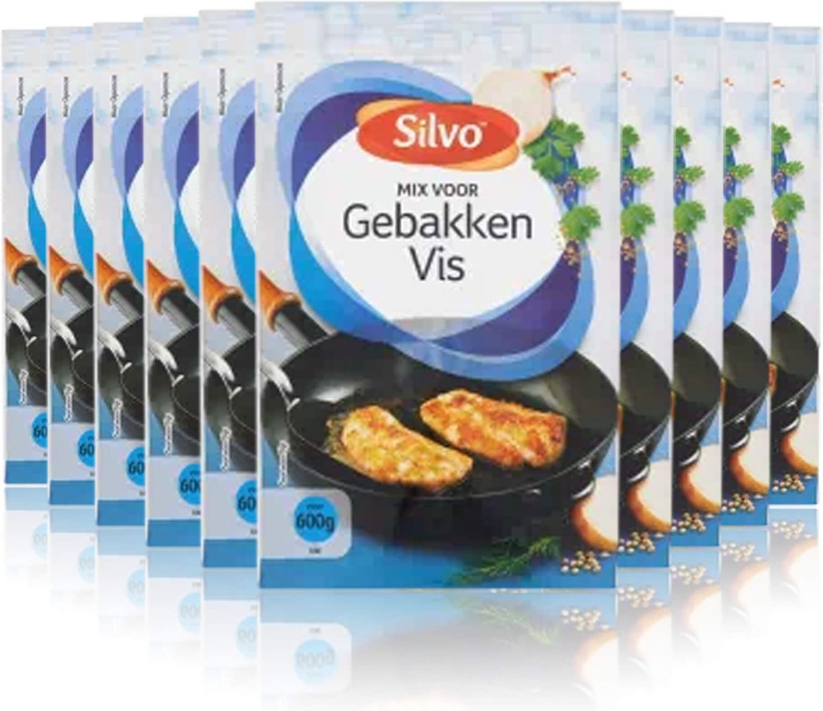 Silvo® | 10 x Mix gebakken vis 22 gram | voordeelverpakking | viskruiden | 1 zakje voor 600 gram vis