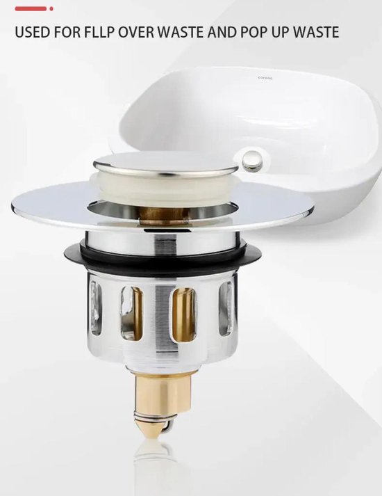 Pop-up Afvoerplug - zonder overloop - Mat RVS - lange pijp