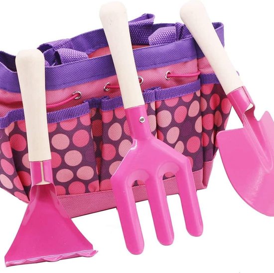 Kinder tuinset Tuingereedschapsset voor kinderen - 6-delig met gieter-tuinhandschoenen-schep-hark-troffel (roze) kinder tuinset van Kreator Kids — afbeelding 4