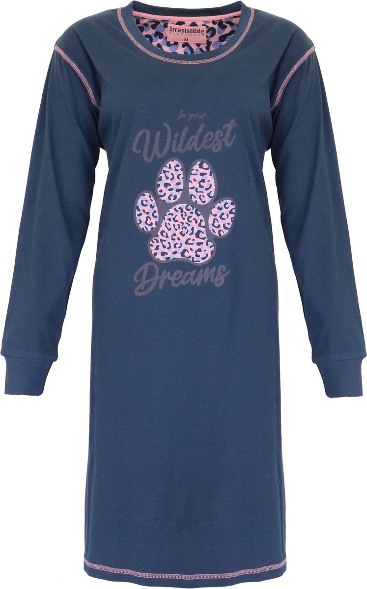 Irresistible Dames Nachthemd - 100% Katoen - Blauw