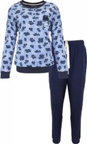 Medaillon Dames Pyjama - Katoen - Polo Sluiting - Blauw - Maat XL
