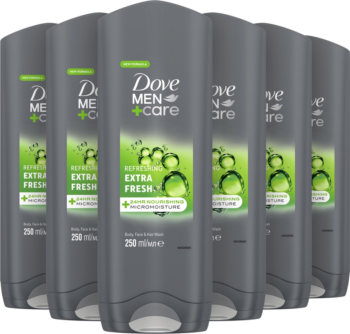 Bol.com Dove Men+Care - 3-in-1 Douchegel - Extra Fresh - 6 x 250 ml - Voordeelverpakking aanbieding