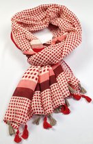 Dames sjaal met kleuren en franje 50% katoen met 50% viscose