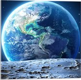 Acrylglas - Uitzicht vanaf de Maan op de Wereld - 50x50 cm Foto op Acrylglas (Met Ophangsysteem)