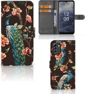 Telefoonhoesje Nokia G60 Flipcase Cover Pauw met Bloemen