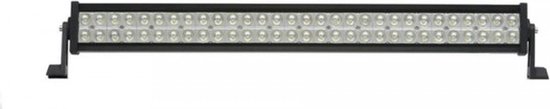 Zwarte LED bar van 864mm met 60 LED lampjes en twee zwarte montagebeugels aan de zijkanten.