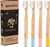 4-pack bamboe tandenborstels voor kinderen, premium kindertandenborstel zachte gevoelige tanden tandenborstelset gemaakt van bamboe, milieuvriendelijke duurzame handmatige tandenborstel