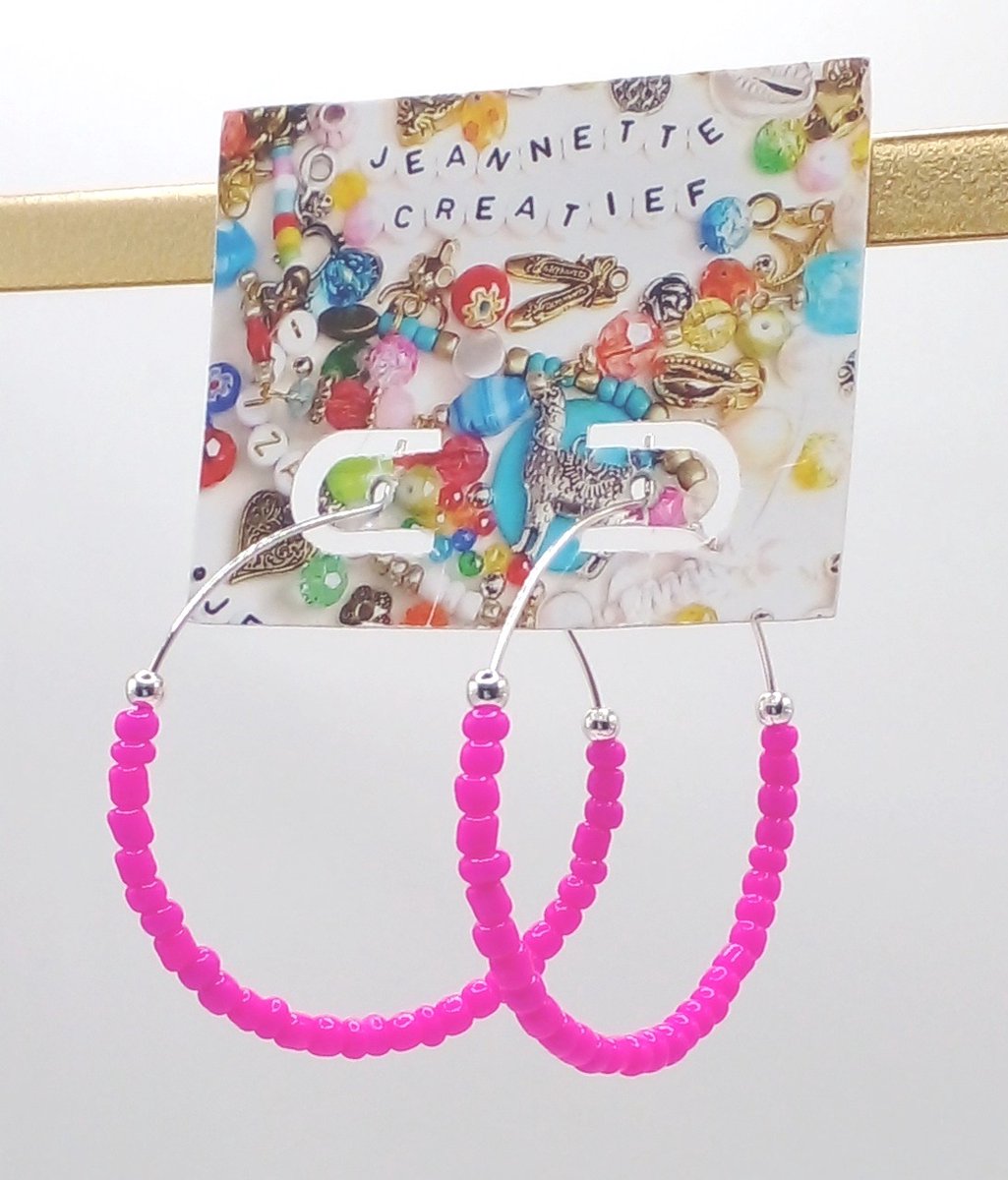 Jeannette-Creatief - Neon - Neon Roze - Oorringen - Oorbellen Dames - Valentijn