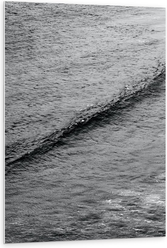 PVC Schuimplaat - Zee Golf in Zwart-Wit - 80x120 cm Foto op PVC Schuimplaat (Met Ophangsysteem)