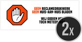 Brievenbus sticker | "Geen reclamedrukwerk" | 14 x 4 cm | Oranje | Stickers brievenbus | Geen huis-aan-huis bladen| Met pelrand | Publiciteit | 2 stuks