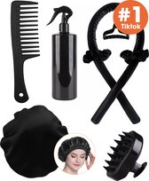 Lenx - Heatless Curls 8-delige set - Bekend op Tiktok - Krulspelden - Haarrollers - Krullen Zonder Hitte - Krullers - Haar Rollers Zelfklevend - Satijn - Bonnet - Scalp Massager