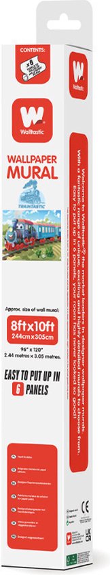Verpakking van een behang van 8ftx10ft met een afbeelding van de "Traintastic" trein.