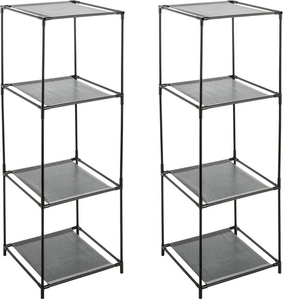 5Five Opbergrek 3- 2x -laags - metaal - kunststof - zwart - 34 x 98 cm - voor opbergmanden