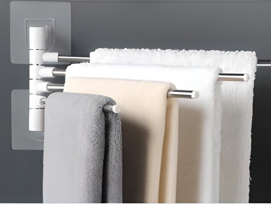 Handdoekrek Draaibaar - Handdoekstang - Handdoekrek Met Stangen - Handdoekhouder - Theedoekhouder - Handdoekrek Zonder Boren - Towel Rack
