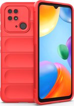 Mobigear Hoesje geschikt voor Xiaomi Redmi 10C Telefoonhoesje Flexibel TPU | Mobigear Bumpy Backcover | Redmi 10C Case | Back Cover - Rood