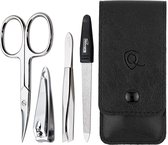 marQus Solingen Duitsland Manicureset - 4-delig inclusief schaartje, nagelvijl, nagelknipper en pincet - met koffer - perfect voor hem of haar - thuis of op reis , Zwart
