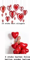 Akyol - valentijn - slinger valentijn - hart ballon - valentijnsdag - slinger hartjes - folie ballon hart - harten slinger - rode hart ballon - hartjes - rode harten - cadeau - ballon