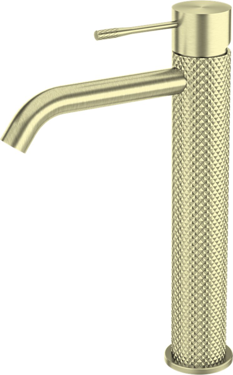 Owen & Finch Wastafelkraan Hoog Model Geborsteld Champagne Goud PVD - Messing - Met Diamantkarteling