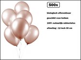 500x Luxe Ballon pearl rose goud 30cm - biologisch afbreekbaar - Festival feest party verjaardag landen helium lucht thema