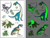Akyol - Glow in the dark stickers- Glow in the dark dinosaurus - Glow in the dark tattoo - dinosaurus tattoe - dinosaurus glow in the dark tattoo – dinosaurus stickers – Dinosaurus – stickers - 1 vel - verjaardag – Dino – Decoratie –
