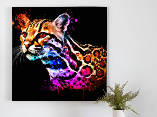 Purrfect ocelot | Purrfect Ocelot | Kunst - 60x60 centimeter op Canvas | Foto op Canvas