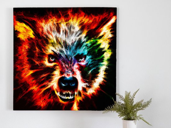 Fiery Tasmanian Devil Blast kunst - 30x30 centimeter op Canvas | Foto op Canvas - wanddecoratie