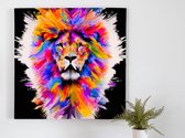 Lovely Lion kunst - 100x100 centimeter op Canvas | Foto op Canvas - wanddecoratie