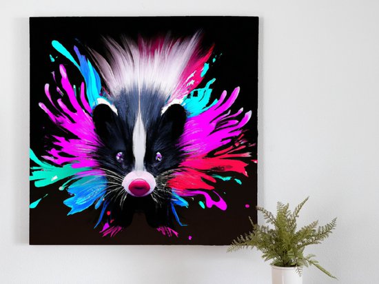 Scary Skunk kunst - 100x100 centimeter op Canvas | Foto op Canvas - wanddecoratie