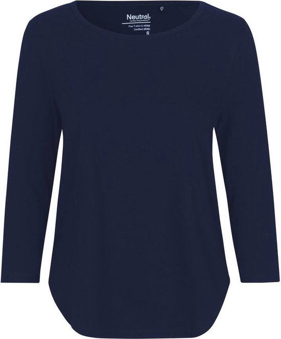 Neutral - Driekwart Mouwen T-shirt Dames - Donkerblauw - 100% Duurzaam - S  | bol.com