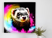 Ferret Frenzy kunst - 100x100 centimeter op Canvas | Foto op Canvas - wanddecoratie