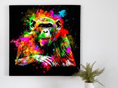 Vibrant rainbow chimps | Vibrant Rainbow Chimps | Kunst - 80x80 centimeter op Dibond | Foto op Dibond