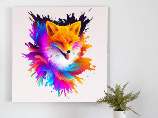 Happy Fire Fox kunst - centimeter op Canvas | Foto op Canvas - wanddecoratie