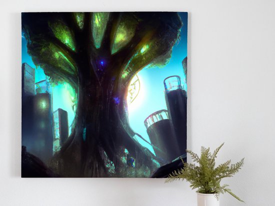 The Big Cyber Tree kunst - 60x60 centimeter op Canvas | Foto op Canvas - wanddecoratie