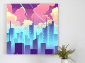 Abstract Metropolis: An Interpretive Look at the City Skyline kunst - 100x100 centimeter op Canvas | Foto op Canvas - wanddecoratie