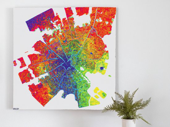 Amsterdam in color kunst - 60x60 centimeter op Canvas | Foto op Canvas - wanddecoratie