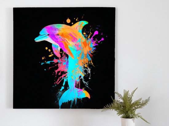 Diving dolphin | Diving Dolphin | Kunst - 100x100 centimeter op Canvas | Foto op Canvas