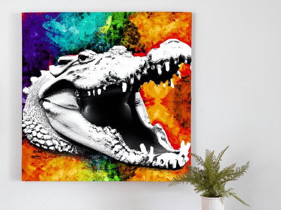 Monsieur Croc kunst - 80x80 centimeter op Canvas | Foto op Canvas - wanddecoratie