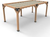 Rijpex® - Pergola Hout Dubbel 530x330cm - Overkapping Paaldikte 15x15cm - Prieel - Overkapping Tuin - Douglas Hout - 5,3x3,3x3m - Harmonicadoek - Beige