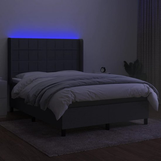 vidaXL-Boxspring-met-matras-en-LED-stof-donkergrijs-140x200-cm