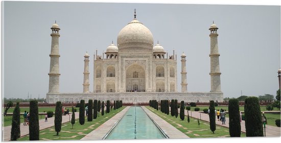 Acrylglas - Taj Mahal in India - 100x50 cm Foto op Acrylglas (Wanddecoratie op Acrylaat)