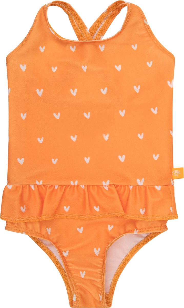 Swim Essentials | Oranje Hartjes Meisjes UV Badpak – Maat 122/128