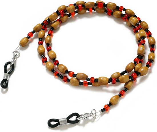 Perles en bois de chaîne de lunettes - Eyezoo® - Tribal Red