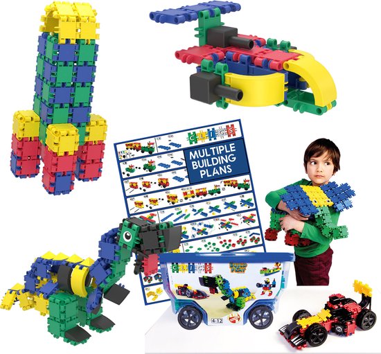 Clics bouwblokken– DUURZAAM SPEELGOED gemaakt van GERECYCLEERDE kunststof- bouwset 15 in 1 - speelgoed 4,5,6,7,8 jaar jongens en meisjes- educatief speelgoed- Montessori speelgoed- constructie speelgoed