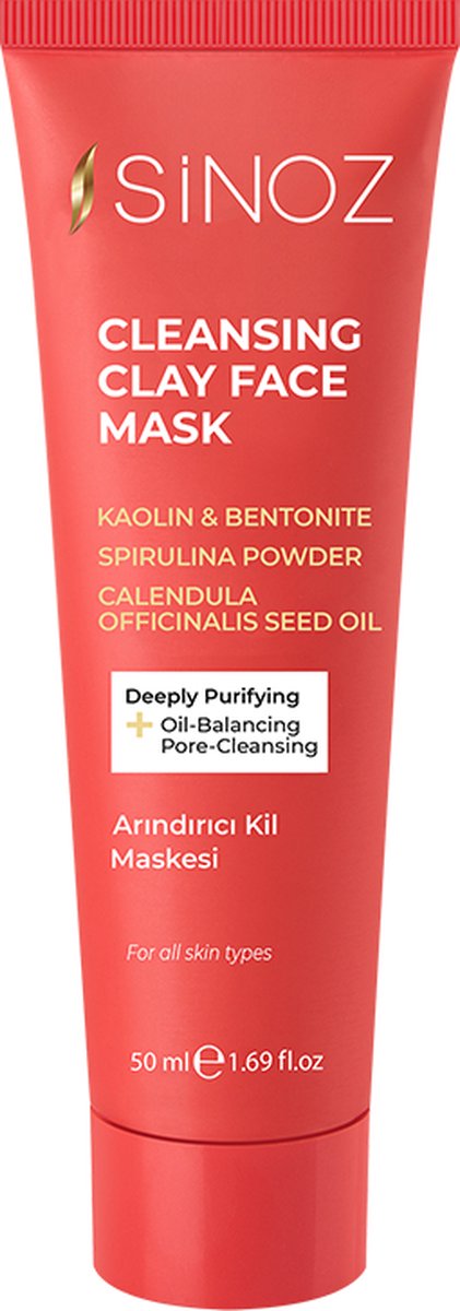 Sinoz Clay Face Mask - Gezichtsmasker tegen acne en mee-eters - 50ml