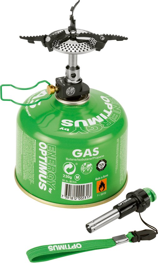 OPTIMUS Crux Lite w Piezo - Camping kooksysteem - 3000W - Brandtijd tot 60 minuten - Minikoker - Campingkooktoestel - Nauwkeurige Vlamcontrole - Aluminium - Grijs van Opti — afbeelding 4