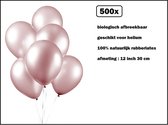 500x Luxe Ballon pearl roze 30cm - biologisch afbreekbaar - Festival feest party verjaardag landen helium lucht thema