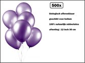 500x Luxe Ballon pearl paars 30cm - biologisch afbreekbaar - Festival feest party verjaardag landen helium lucht thema