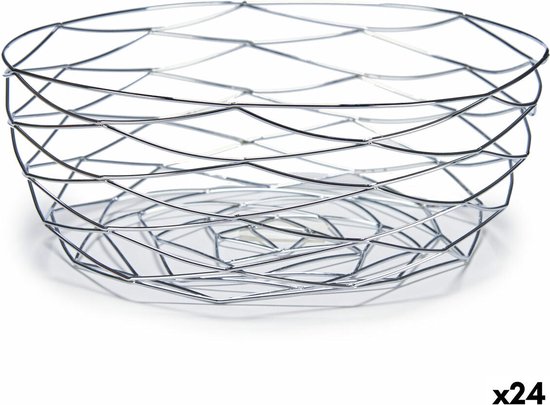 DRW Ronde fruitschaal met metalen handgreep van chroom, 29 x 22 x 12/24