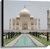 Canvas - Taj Mahal in India - 60x60 cm Foto op Canvas Schilderij (Wanddecoratie op Canvas)
